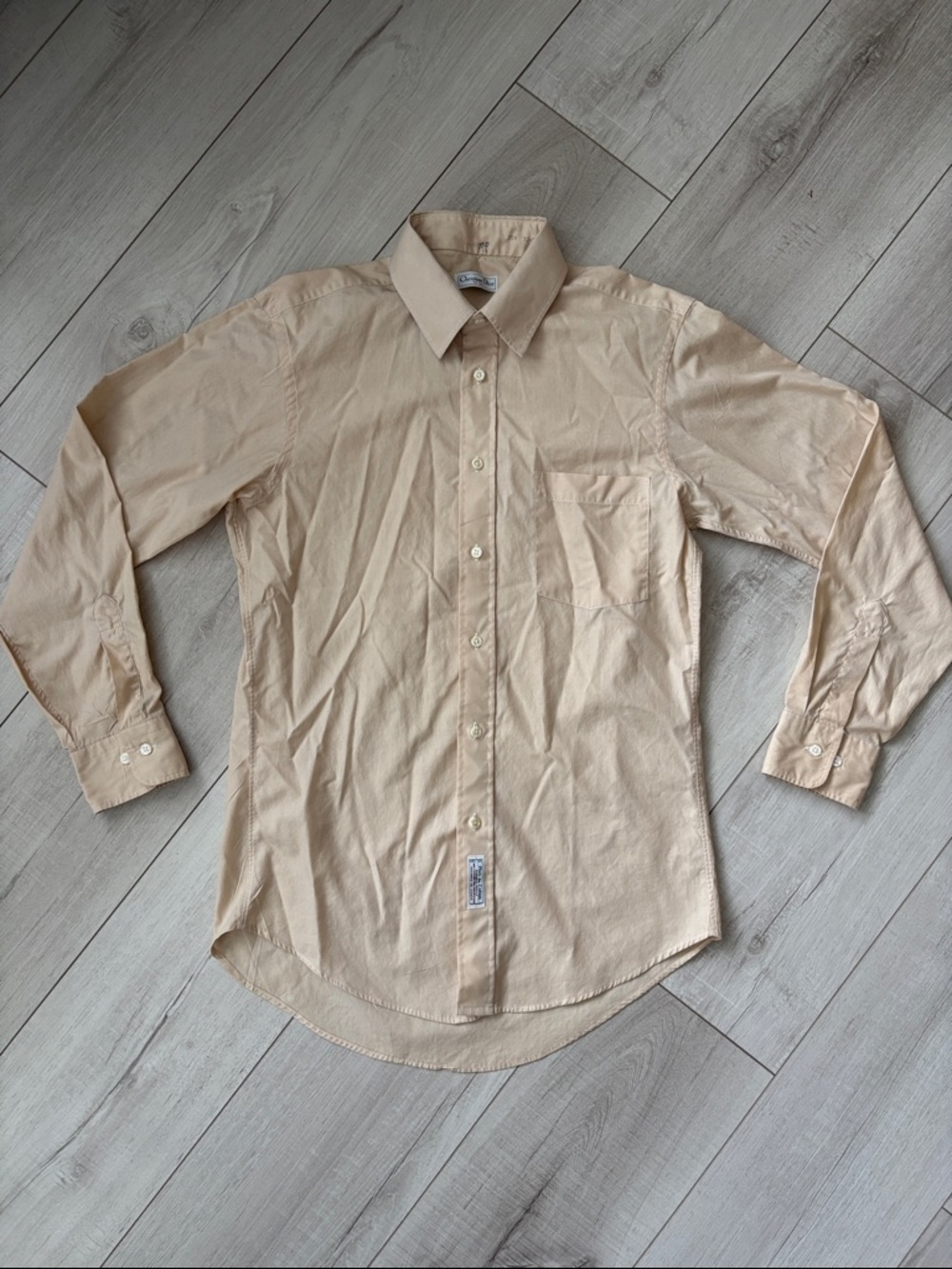 Dior Men's Beige Long-Sleeve Dress Shirt
